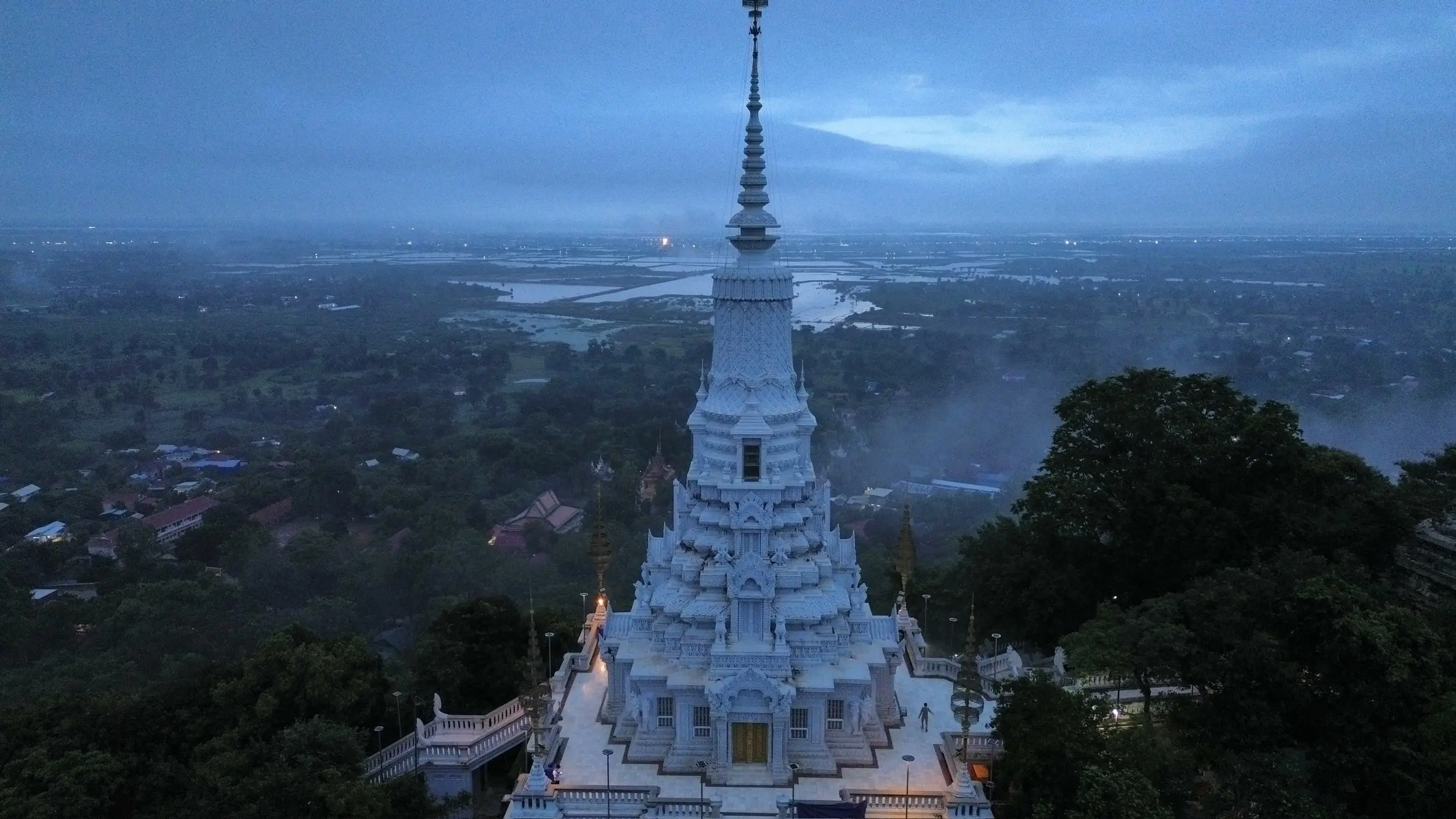 Drone view of sacred stupa
